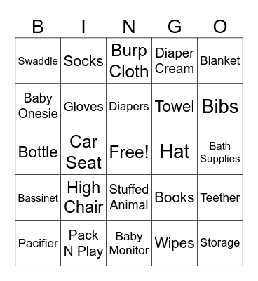 Baby Shower Bing Bingo Card