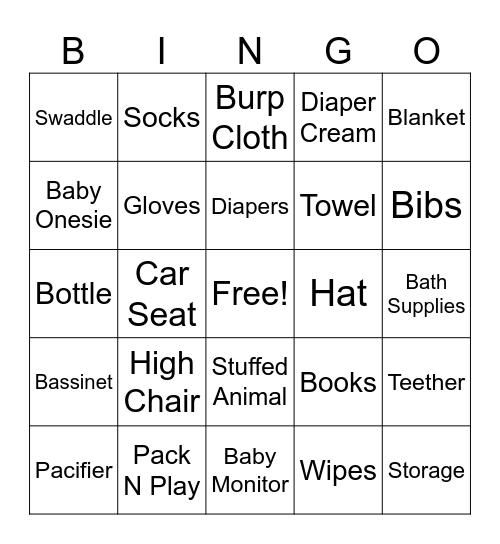 Baby Shower Bing Bingo Card