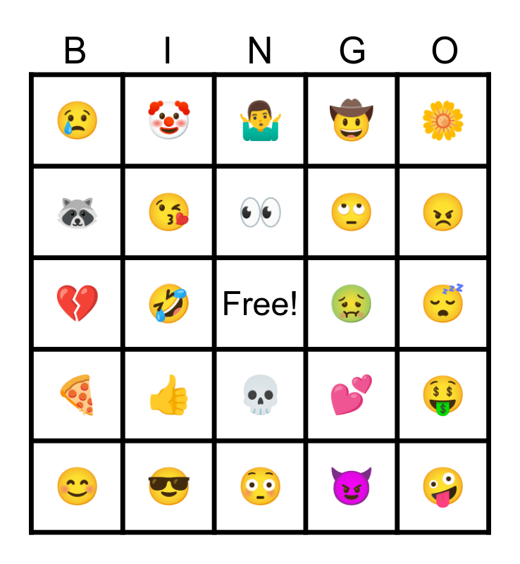 Emoji Bingo Card