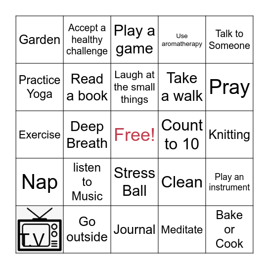 Coping Skills Bingo Card