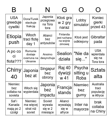 HUI 4 Bingo Card