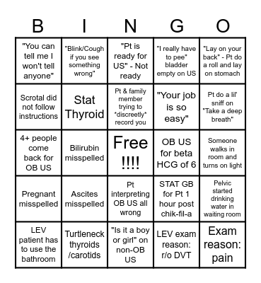 US bingo Card