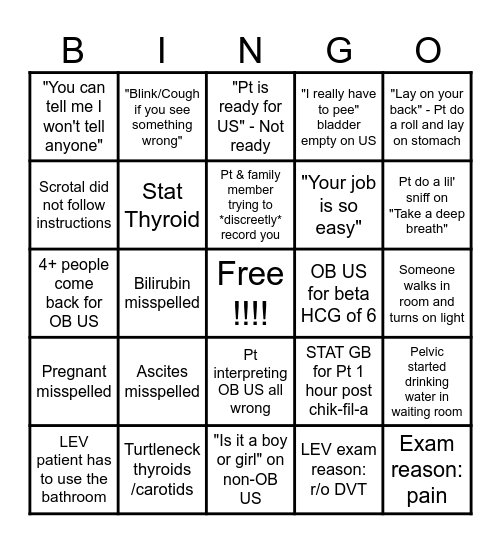 US bingo Card