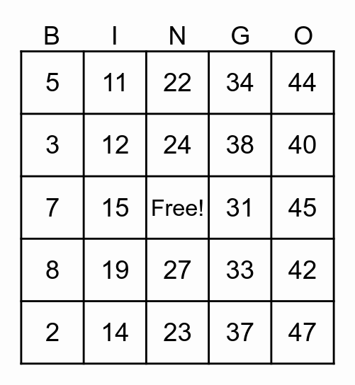 Baby shower bingo Card