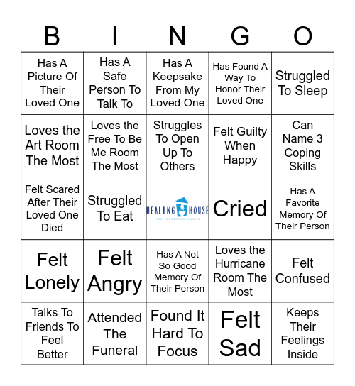 Grief Bingo Card