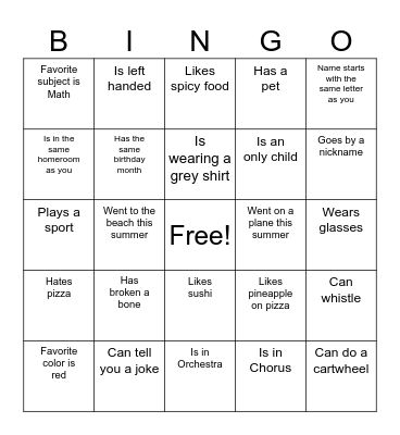 Bandroom Bingo! Find someone who... Bingo Card