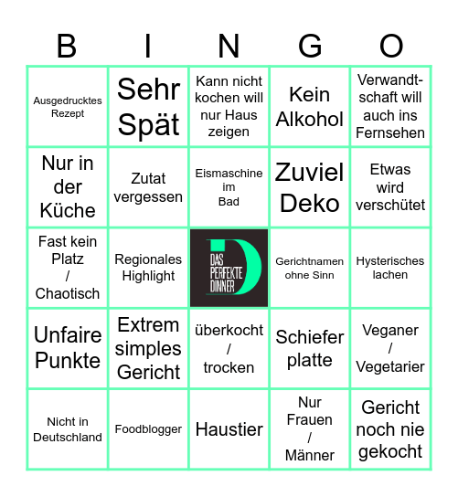 Das Perfekte Dinner Bingo Card