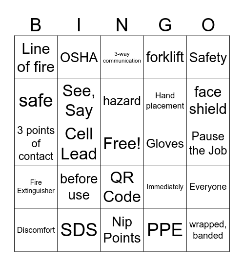 September 2023 HSE Bingo Card