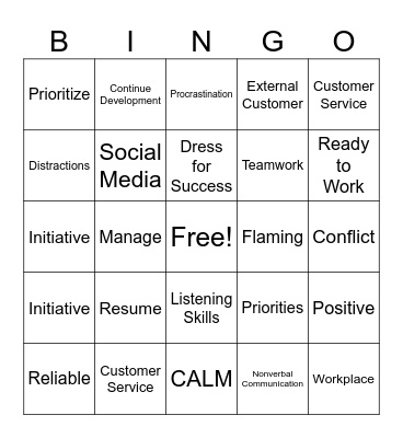 SOFT SKILLS Bingo Card