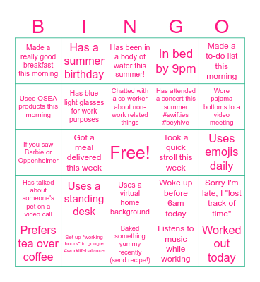 OSEA Bingo (8/1) Bingo Card