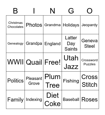 DUVALL BINGO Card