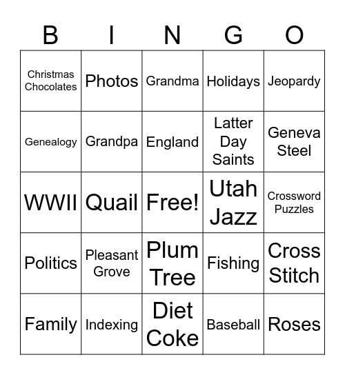 DUVALL BINGO Card