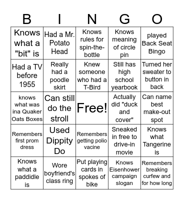 HIGH SCHOOL BINGO Card