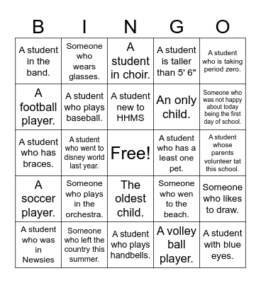 Getting to Know You Bingo Card