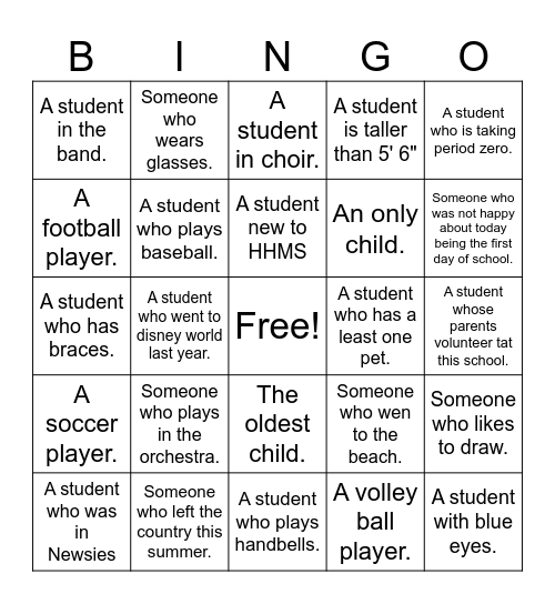 Getting to Know You Bingo Card