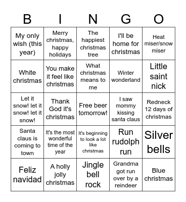 Christmas in July Bingo Card