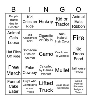 Harford Fair Bingo Board Bingo Card