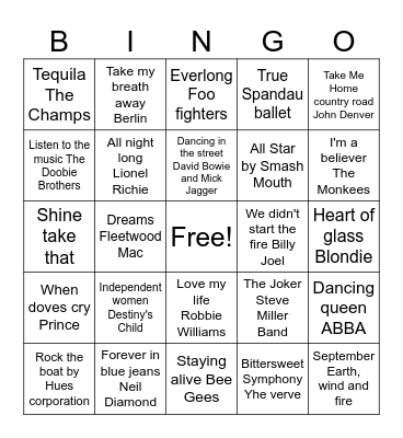 Music bingo Card