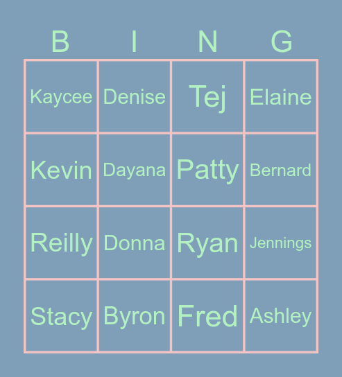 UNY NNE Region Teammate Bingo Card