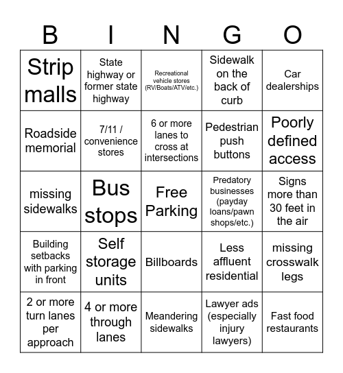 STROAD Bingo Card