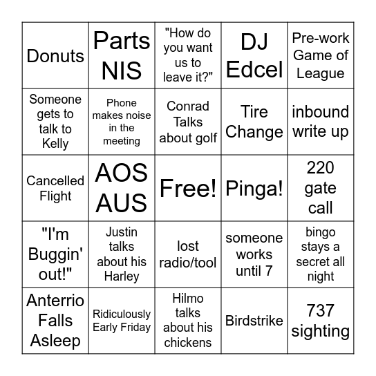 Delta Bingo Card