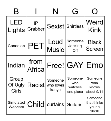 Omegle Bingo Card