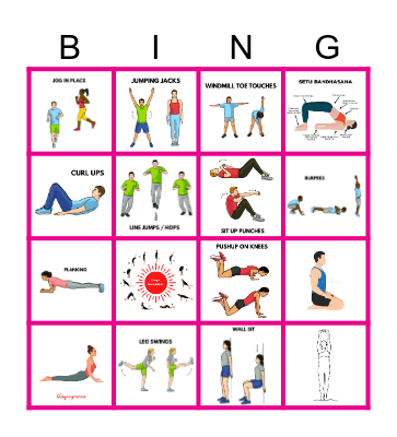 Fun Fitness Bingo Card