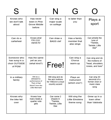 PGMC Singo Bingo Card