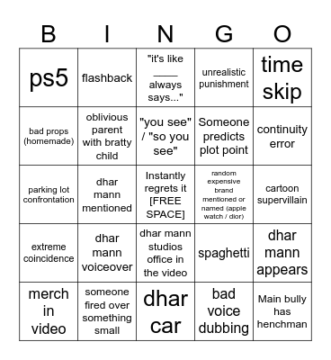 Dhar Mann Bingo v4 Bingo Card