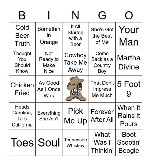 Cool Country 2 Bingo Card