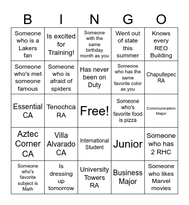 Human Bingo Card