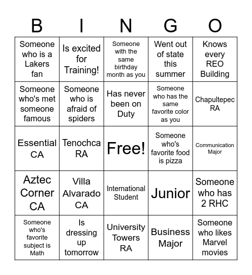 Human Bingo Card