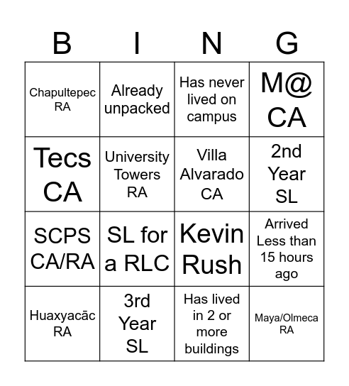 Human Bingo Card