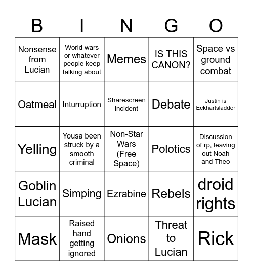 SWSH Bingo Card