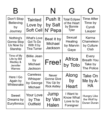 80's BINGO Card