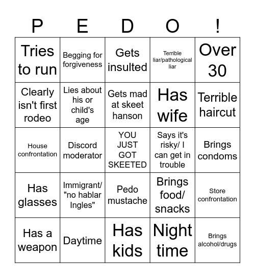 Predator bingo Card