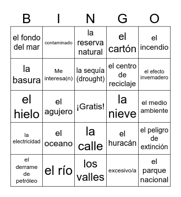 S3U3 La conservación y la ecología Bingo Card