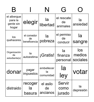 S3U1 La vida adolescente Bingo Card