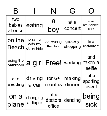 Breastfeeding BINGO I Bingo Card