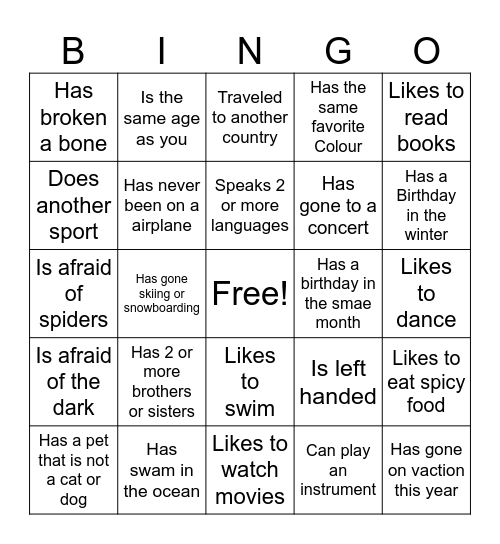 Find someone who... Bingo Card