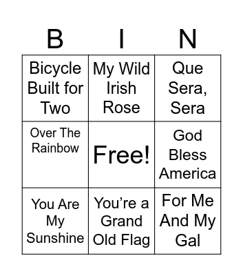 NAME THAT TUNE Bingo Card