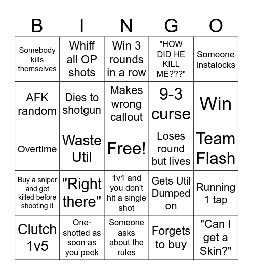 Drunk Val Bingo Card