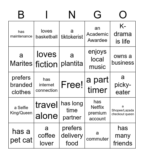 Activity: BINGO BONANZA Bingo Card