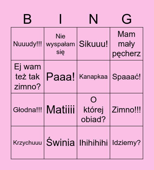 Anulka Bingo Card