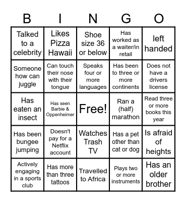 Let's play BINGOOO! Bingo Card