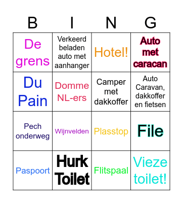 Traveling France Bingo Card