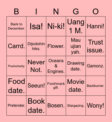 Seeun’s Bingo! Bingo Card
