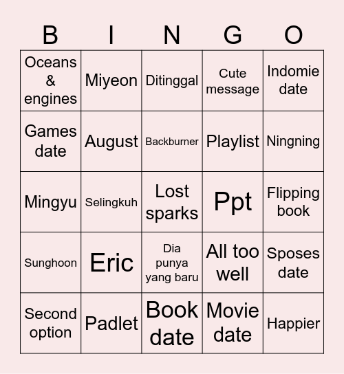 reveMIYEON BINGO Card