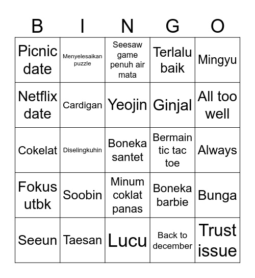 Sunoo Bingo Card