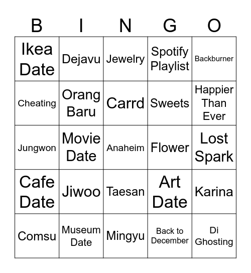 BINGO WITH DALLAS Bingo Card